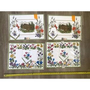 ALBA Set 4 Appenzell Swiss PLACEMATS Matching Napkins Vintage Flowers Alpine NOS